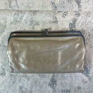 HOBO Lauren clutch wallet gold tone leather vintage